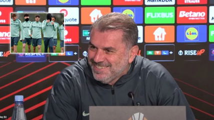 “He’s injured now” – Ange Postecoglou pokes fun at Tottenham’s injury situation as translator goes into coughing fit