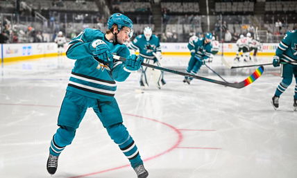 Sharks Celebrate Pride Night: Celebrini, Ferraro, Others Show Off Pride Tape in Warm-Ups