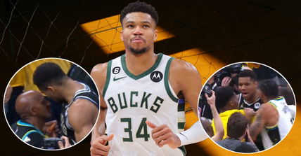 Giannis Antetokounmpo gets into heated argument with Tyrese Haliburton’s father after early playoff exit