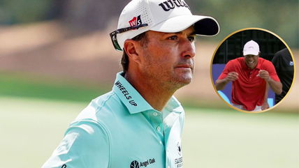 WATCH: Kevin Kisner’ BRUTAL shank leaves Tiger Woods cracked up during TGL debut