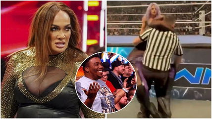 “That is 1 Big bi**h he tryna hold”- Wrestling fans go wild after unseen footage of referee miserably failing to lift Nia Jax to the back on SmackDown surfaces online