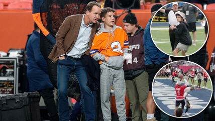 Peyton Manning’s 13-year-old son Marshall throwing elite pass to Ja’Marr Chase has fans going wild: “He should just join the draft this year!”