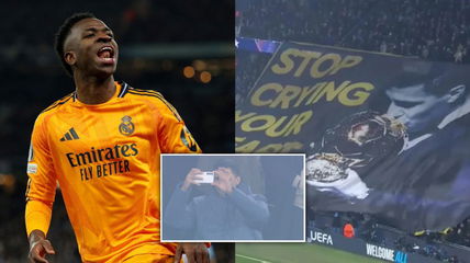 “Stop crying” – Manchester City fans BRUTALLY mock Vinicius Jr. with Ballon d’Or tifo as Real Madrid come to Etihad