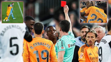 “He’s just a disgrace”- Fans SLAM Vinicius Jr. as Brazilian loses cool after being sent off vs. Valencia for ‘PUNCHING’ goalkeeper