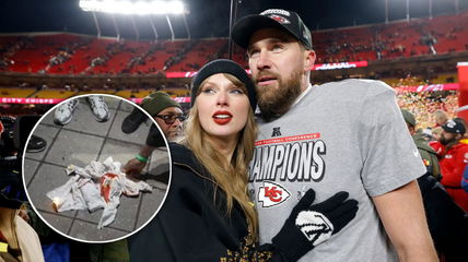 “F**k Taylor Swift” chants roar as riled up Eagles fans rip Chiefs jersey after Super Bowl win