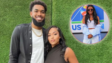 Karl-Anthony Towns girlfriend Jordyn Woods and Simone Biles ‘twin’ at Madison Square Garden