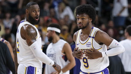 LeBron and son Bronny James make NBA history playing together for the first time in a preseason game for the Lakers