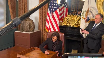 Kamala Harris etches her name in history with desk signing and hints at what’s next for her