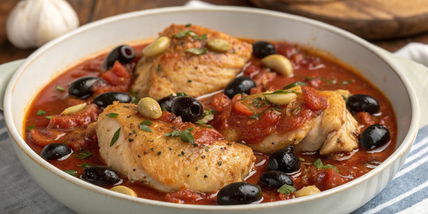 Chicken with Black Olives and Garlic