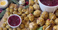 These Sausage Stuffing Meatballs With Cranberry Sauce Make For A Unique Christmas Party Appetizer